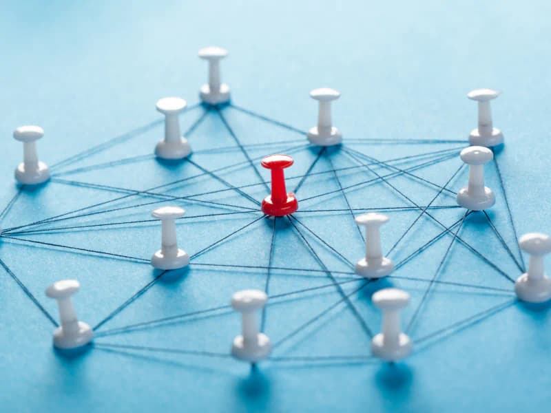 Network of mapped points and pins